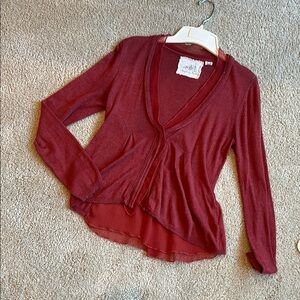 Women's Red Cardigan Top